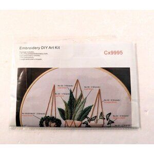 Embroidery DIY Art Kit Pre-Printed Cloth Needles Threads CX9995 Plant Leaf